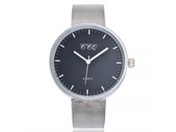 Reloj De Cuarzo Con Correa De Malla De Aleación Moda Unisex Pulsera (plateado Negro)