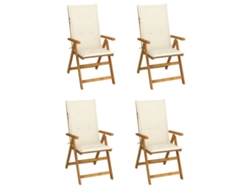 Sillas de jardín reclinables DKD Home Decor de 4 piezas con cojines, acacia maciza