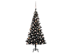 Árbol de Navidad VIDAXL preiluminado con luces y bolas negro (180 cm)