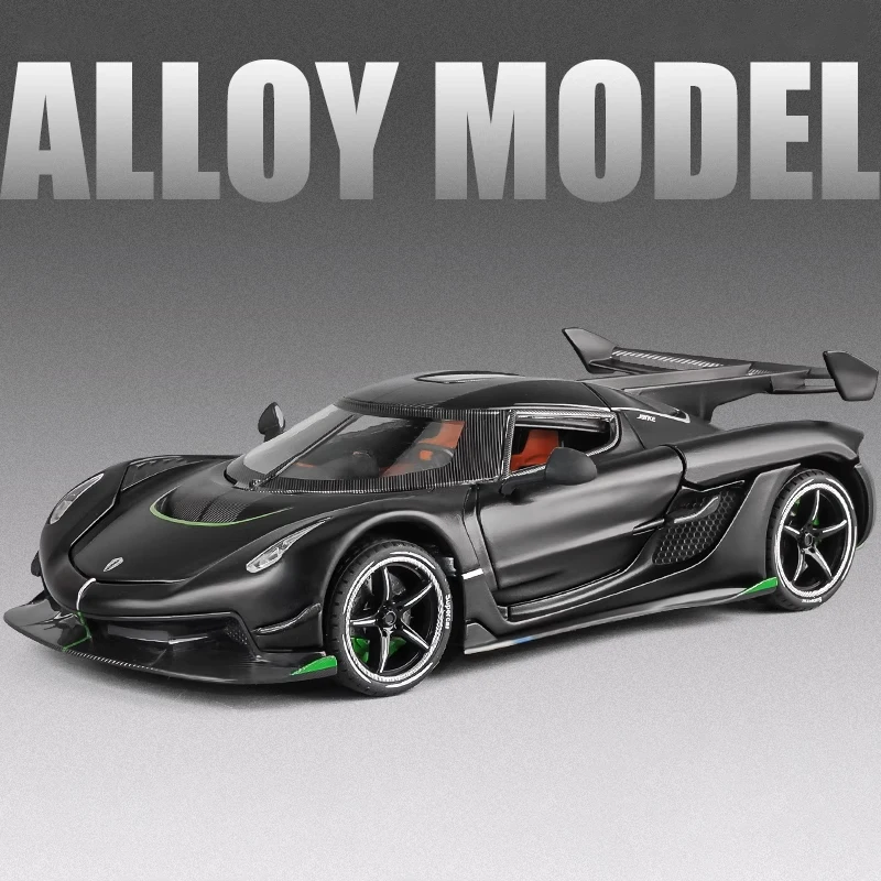 (negro) Modelo De Coche Deportivo De Aleación Jesko 1:24, Modelo De Coche De Carreras De Metal Fundido A Presión