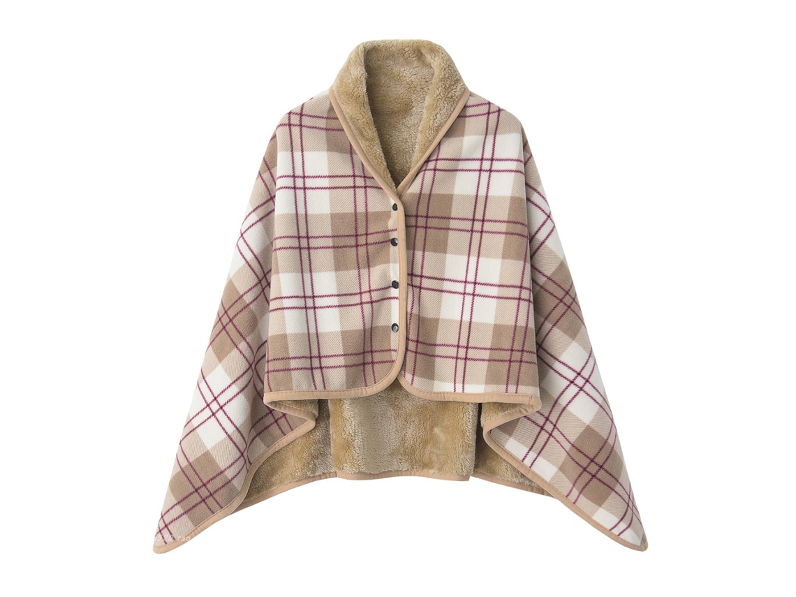 Manta Eifson Poncho Envolvente Y Cálido Con Botones, 130 X 80 Cm (color Camello)