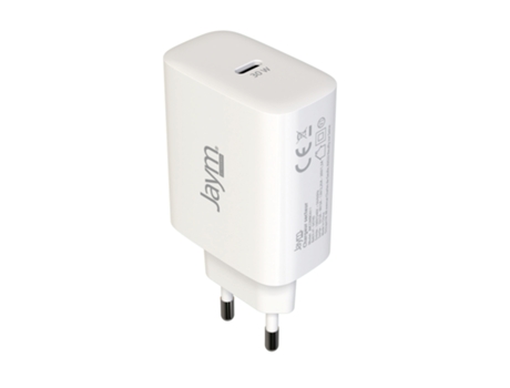 JAYM - Pack Cargador de Corriente Rápido USB-C 30W PD + Cable USB-C de 2 metros a Tipo C - Blanco