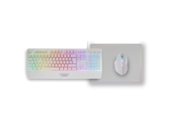 Teclado LED RGB Ratón RGB 3200DPI Alfombrilla Español MARS GAMING MCP124 Combo 3 en 1 Blanco