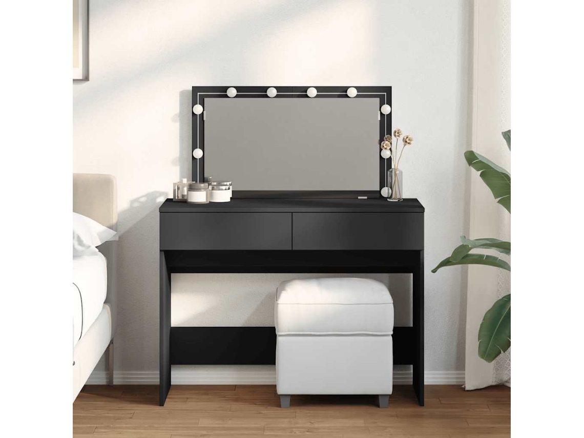 Tocador | Mesa De Vestidor Con Luces Led Negro 100x40x120 Cm