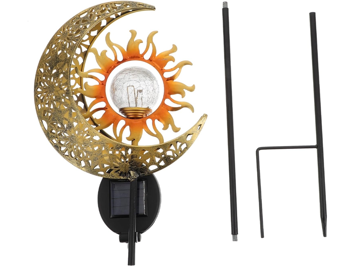Lámpara Led Solar Exterior Con Forma De Luna Y Sol Para Jardín, Decorativa, Resistente Al Agua (ip65).