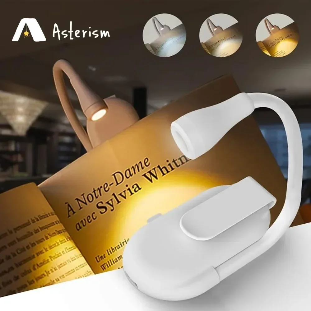 (blanco, 1 Pieza) Luz De Lectura Led Con Clip, Rotación De 360°, Carga Usb.