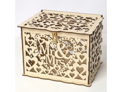 Caja rústica de madera para tarjetas de boda con cierre