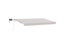 Toldo retráctil Vidaxl gris claro y blanco, 500 x 350 cm, tela y acero.