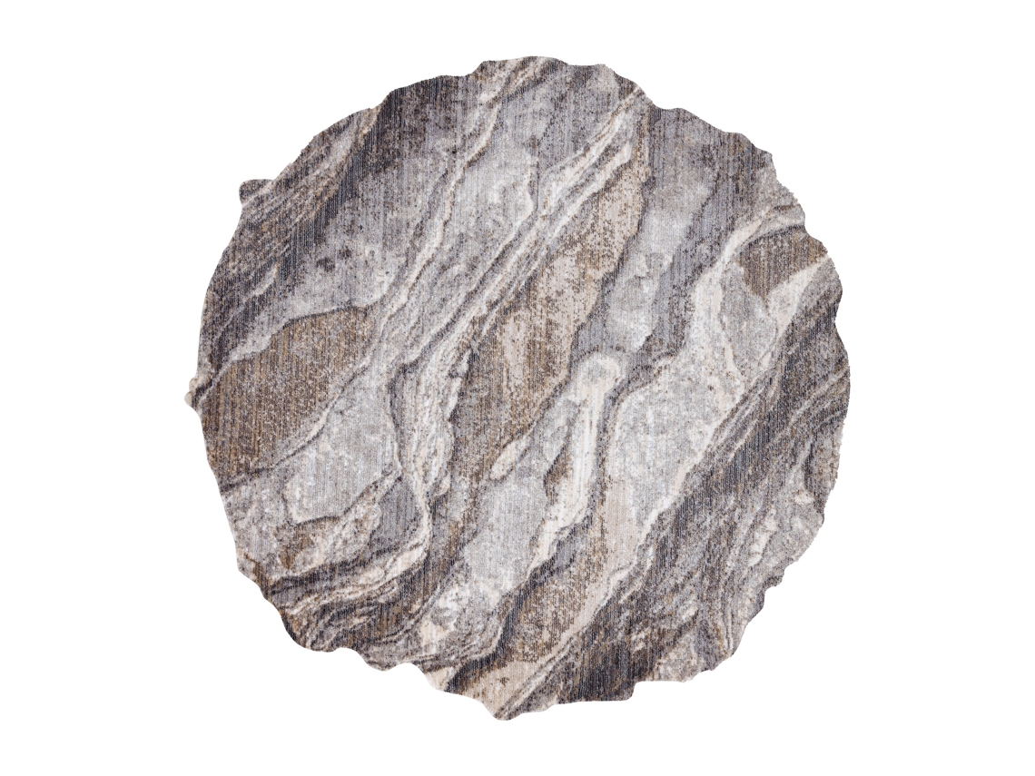 Alfombra Tine 75313C Roca, Piedra - Moderno, Forma Irregular Gris Oscuro/Gris Claro (195 x 195 cm)