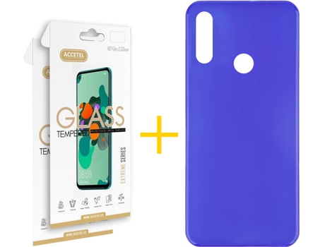 Kit Funda + 2 Protectores de Pantalla Huawei Y7 2019 ACCETEL Liso 8 Azul