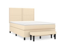 Maison Exclusive - Cama Box Spring Con Colchón Tela Color Crema 140x200 Cm