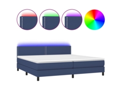Maison Exclusive - Cama Box Spring Colchón Y Luces Led Tela Azul 200x200 Cm