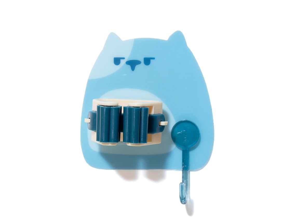 Fregona de pared multifuncional sin perforaciones, soporte para fregona sin costuras, hermosa caricatura azul claro