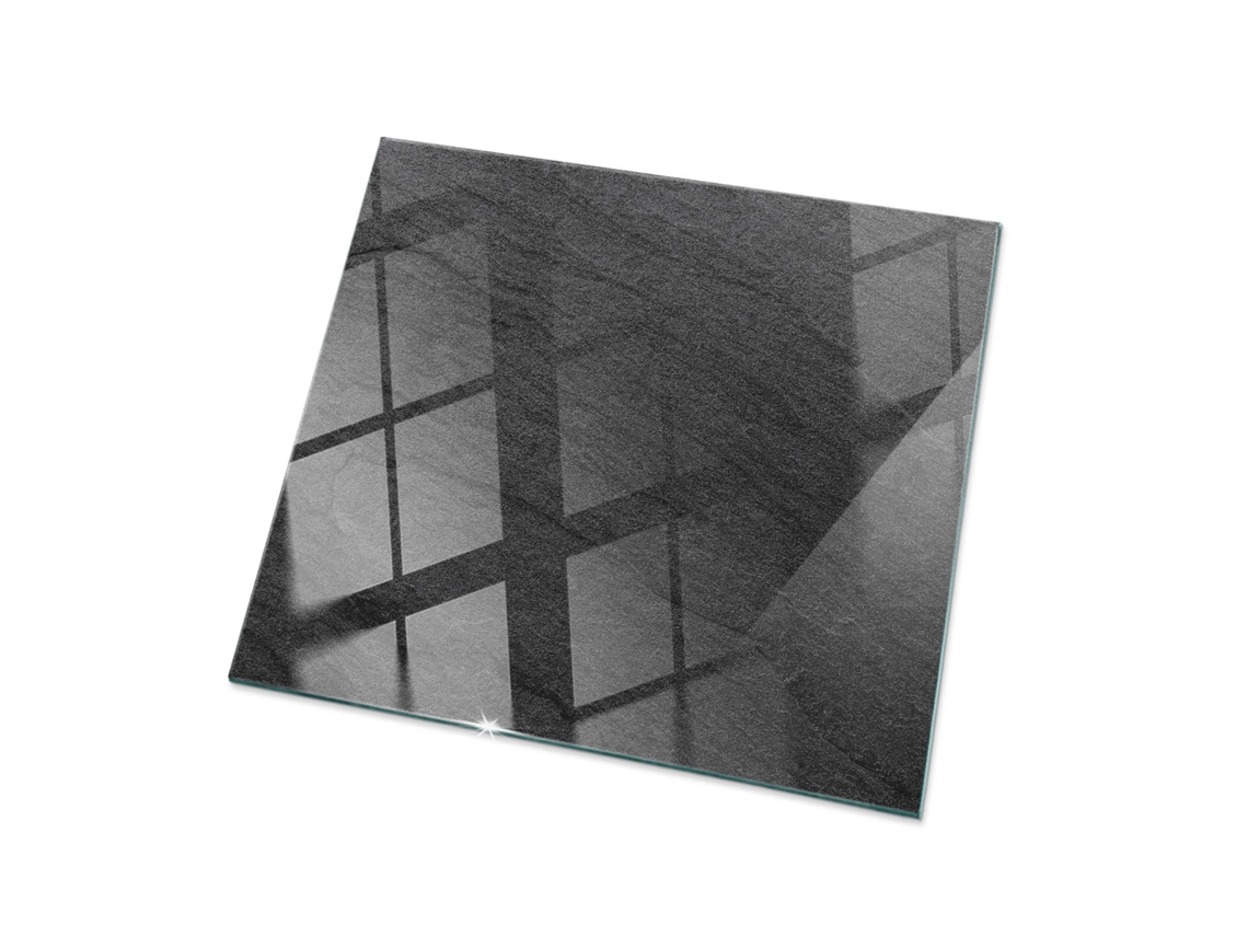 Tablero De Vidrio Cuadrado Espelharte (60x60 Cm - Textura De Piedra Natural - Negro)