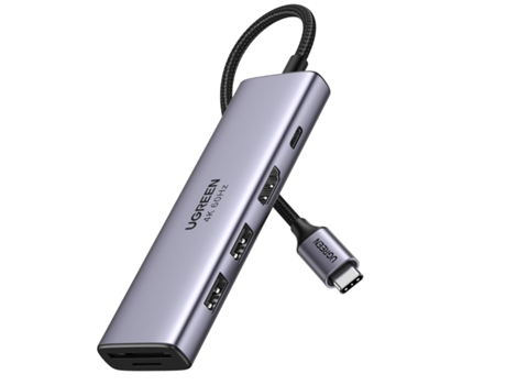 Hub UGREEN 6-In-1 USB-C Hub USB Type-C 5000 Mbit/S Plata