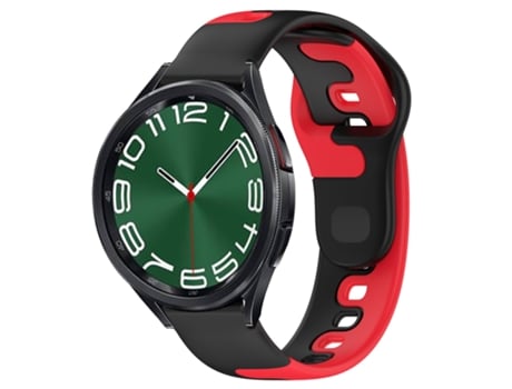 Correa de reloj inteligente para Samsung Galaxy Watch 6 Classic 47 mm 20 mm Silicona de doble color (negro + rojo)