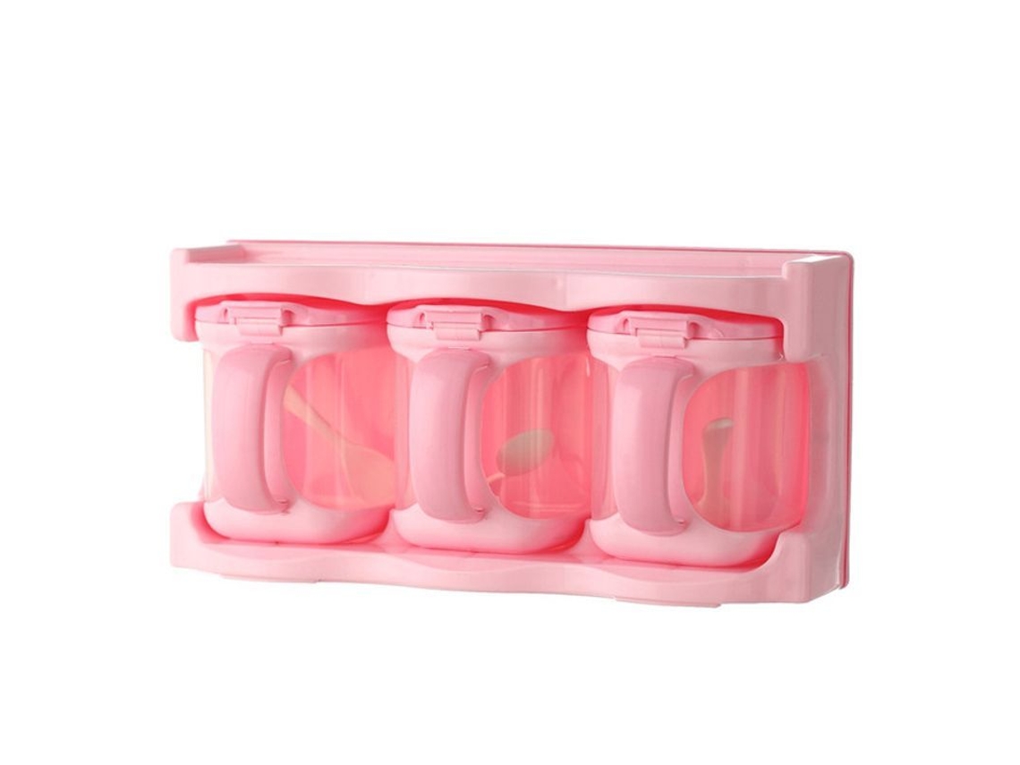 Rebe - Caja de plástico multifuncional para atemperar alimentos, con 3 compartimentos, de color rosa, para uso en la cocina.