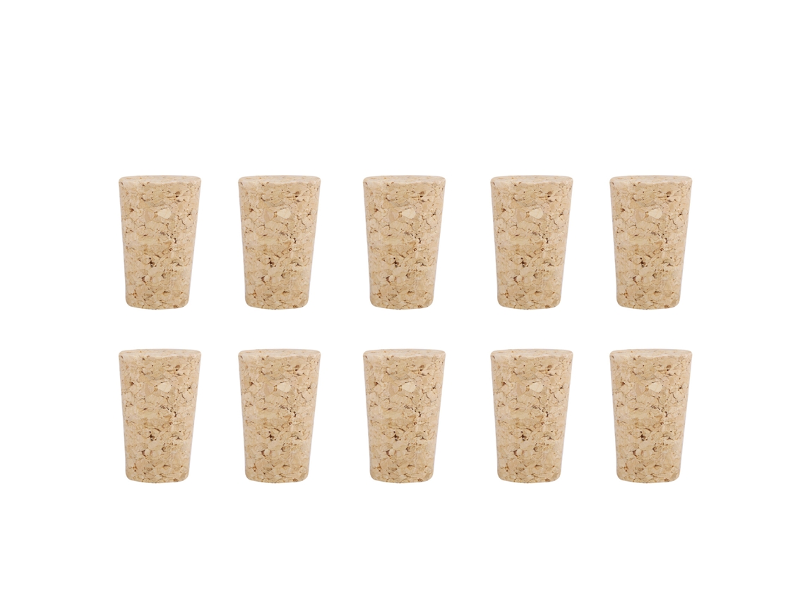 10 Tapones Cónicos De Corcho Natural Para Botellas De Vino (22*17*35 Mm)