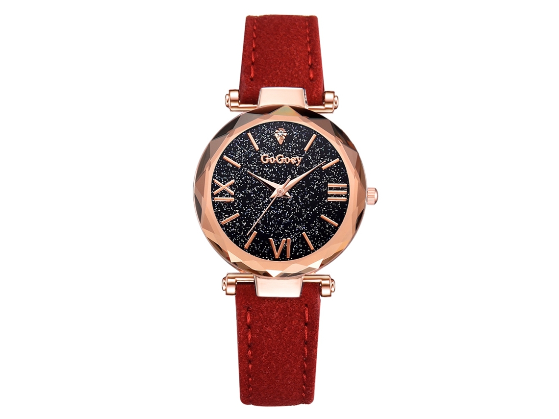 Reloj De Pulsera De Cuarzo Para Mujer Con Correa De Poliuretano Y Esfera Beige Con Diseño De Cielo Estrellado.