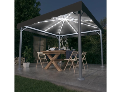 MAISON EXCLUSIVE Cenador con tira de luces LED aluminio antracita 300x300 cm