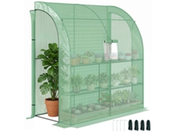 Invernadero Exterior De 200x100x215 Cm Con 3 Estantes Y Ventanas, Color Verde.