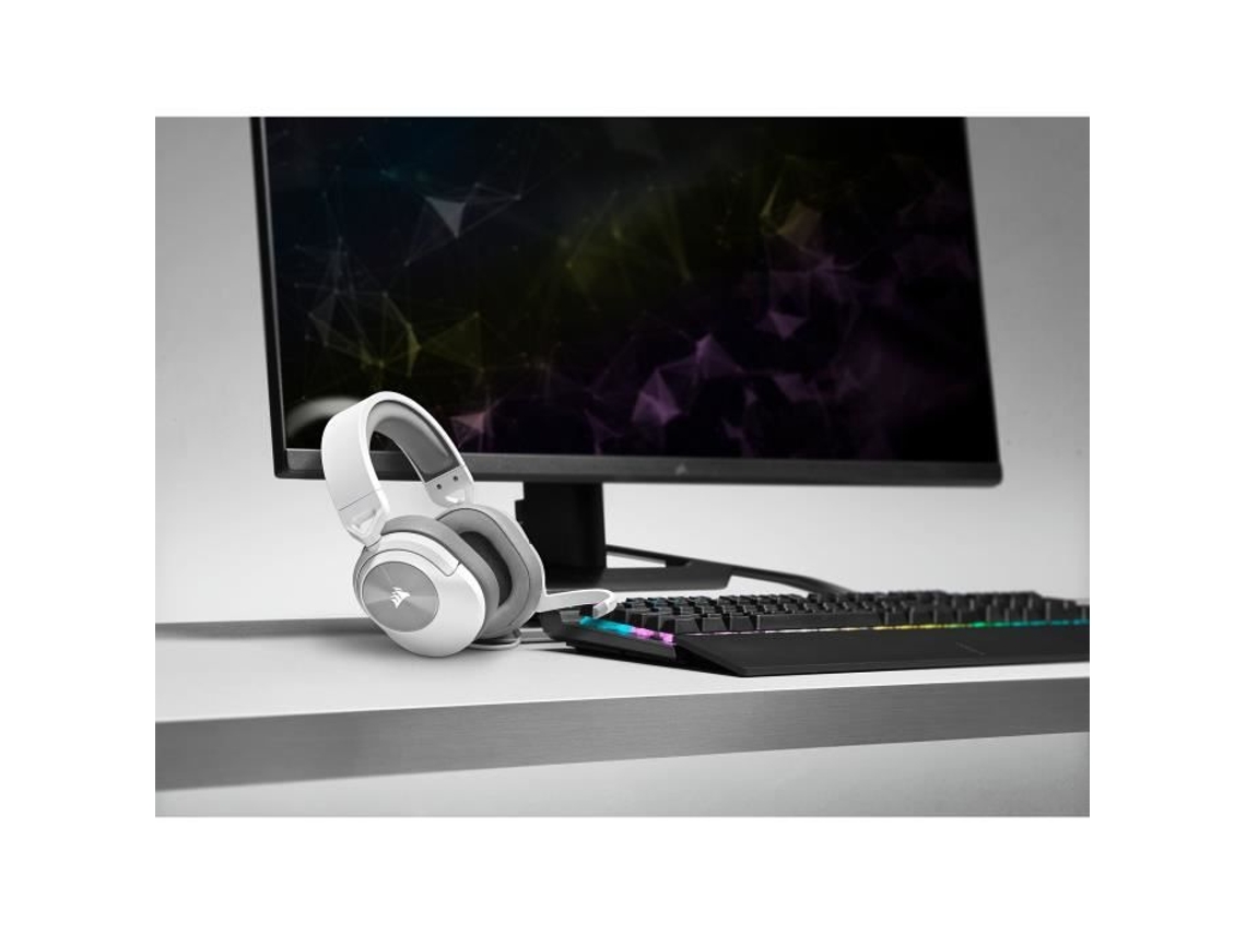 CORSAIR Hs55 Auriculares envolventes para juegos Micrófono omnidireccional blanco