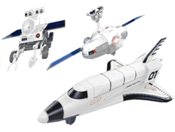 Avión espacial 3 en 1 con energía solar, flota de exploración lunar, bricolaje, creativo B.active