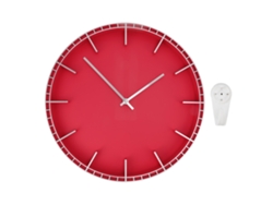 Reloj de pared decorativo redondo y silencioso de Baok-Modern para el hogar, la oficina, la cocina y el dormitorio, color plata con detalles rojos, modelo 5686, 37,7 x 3 cm.