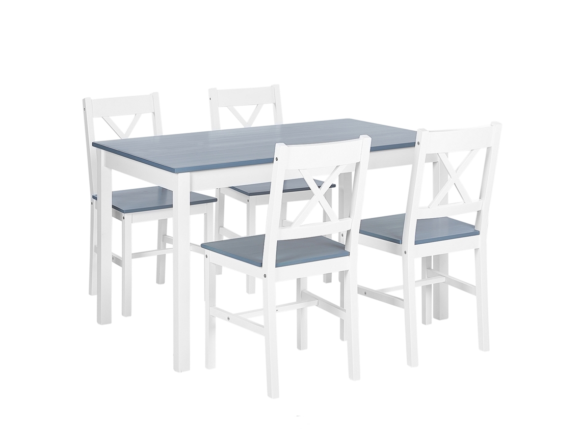 Conjunto de comedor para 4 personas BELIANI Moana de Madera de pino Blanco 118x75x73