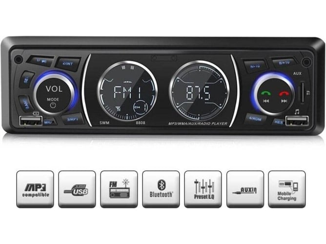Autorradio Stereo FM MP3 Player USB Bluetooth