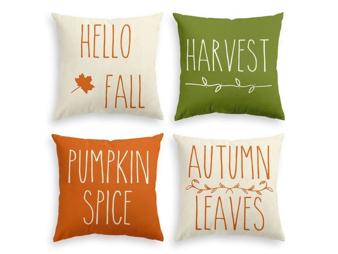 2026-30110-funda De Almohada De Otoño De Calabaza, 45x45cm, 4 Unidades, Para Sofá, Poliéster, Lavable A Máquina