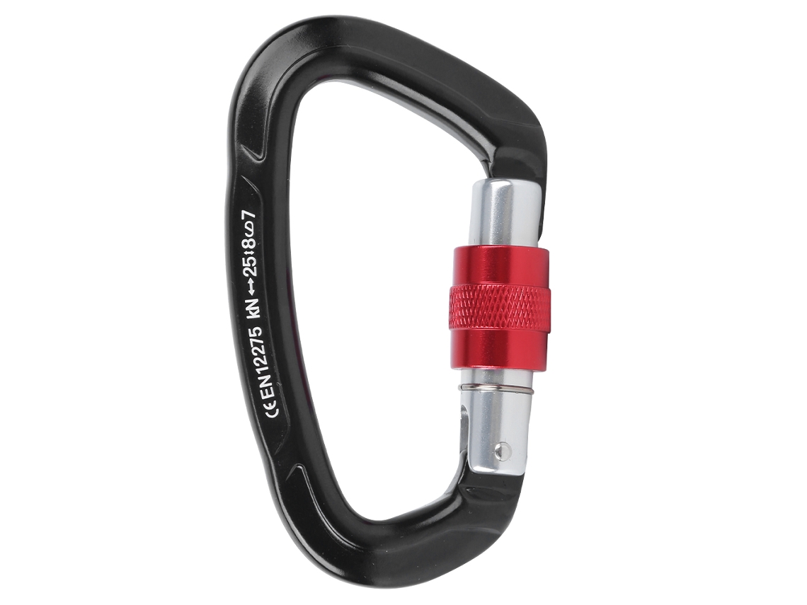 Mosquetón De Aluminio Para Escalada Y Hamaca Con Cierre Automático, Color Negro.
