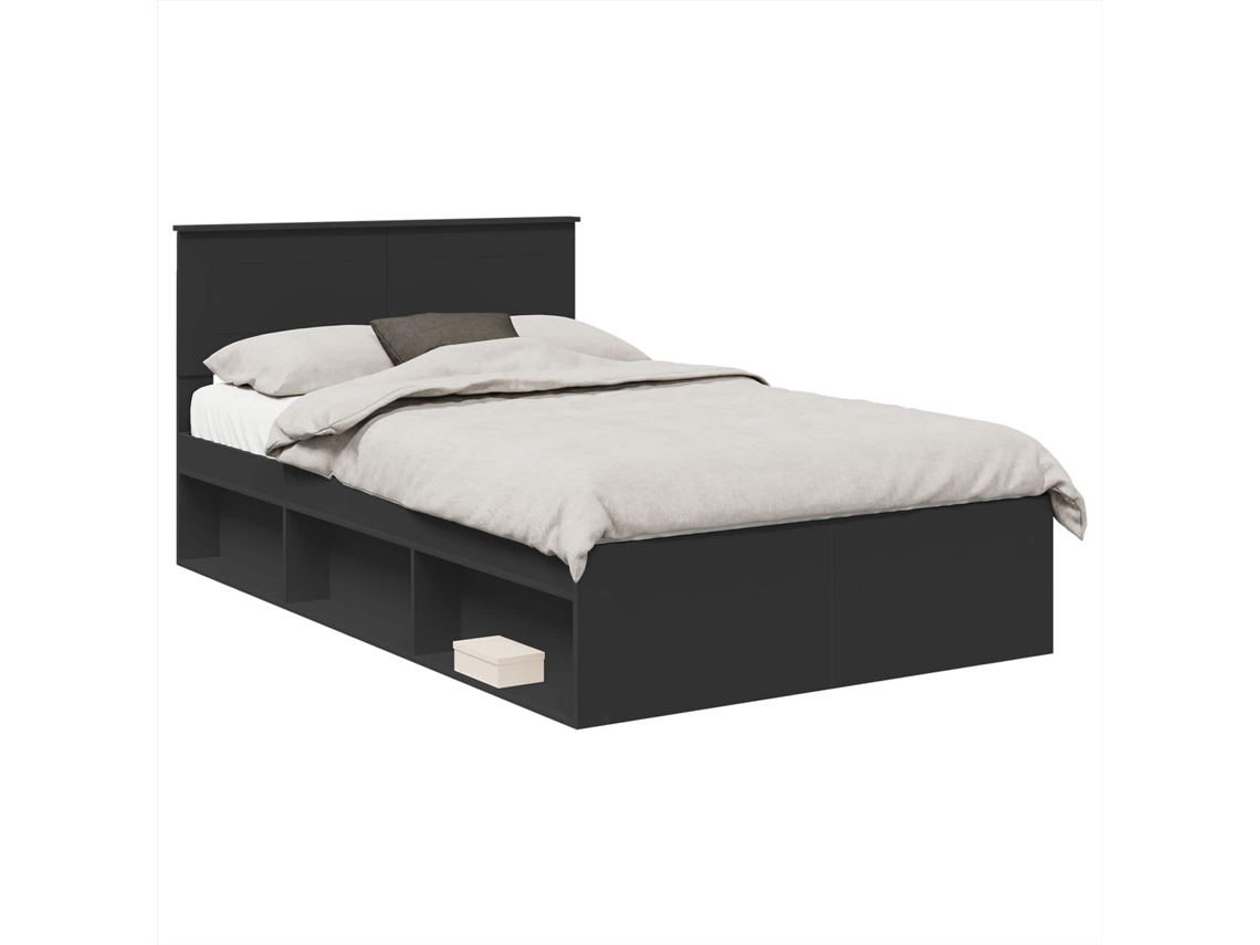 Maison Exclusive - Estructura De Cama Negro 135 X 190 Cm Madera De Ingeniería