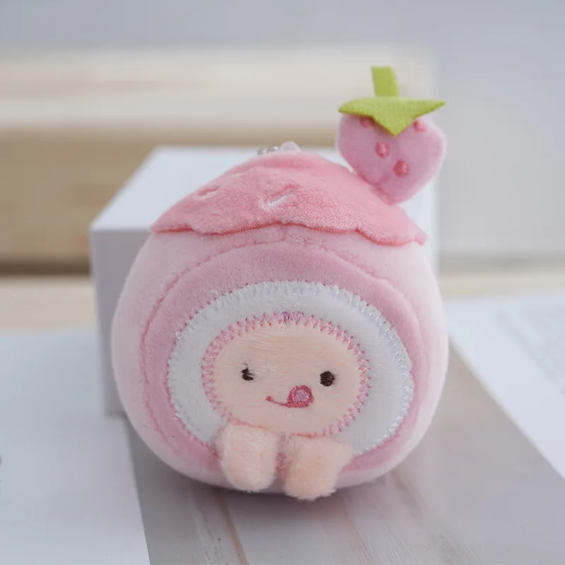(estilo 3) Llavero De Peluche De Fresa Y Queso Crema, Lindo Accesorio Para Mochila
