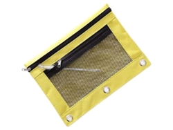 Estuche para lápices B5 2026 con doble cremallera y 2 bolsillos, cubierta de malla transparente, compatible con carpetas de 3 anillas, color rosa.