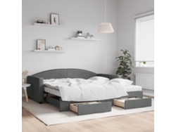 Sofá Cama Nido Con Cajones Tela Gris Oscuro 100x200 Cm
