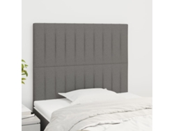 Cabecero de tela de 2 piezas 90x5x78/88 cm gris oscuro