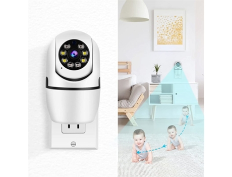 1080p Hd Wifi Cámara Visión nocturna A todo color Seguimiento automático del cuerpo 4x Zoom digital Video Blanco Enchufe de EE. UU.