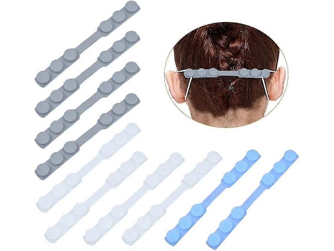 Gancho para mascarilla. 10 piezas de extensores de silicona ajustables para mascarillas, antideslizantes y con orejeras GOKOCO.