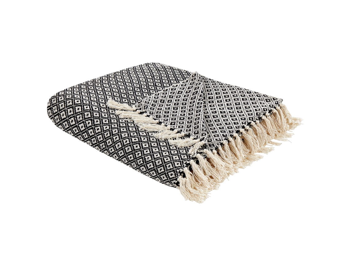 Manta BELIANI Chyama de Algodón Negro 200X220X0.5