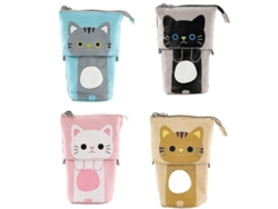 Estuche retráctil de lona de gran capacidad, bonito estuche para estudiantes, estuche retráctil variable para bolígrafos creativos, Chennnls rosa claro