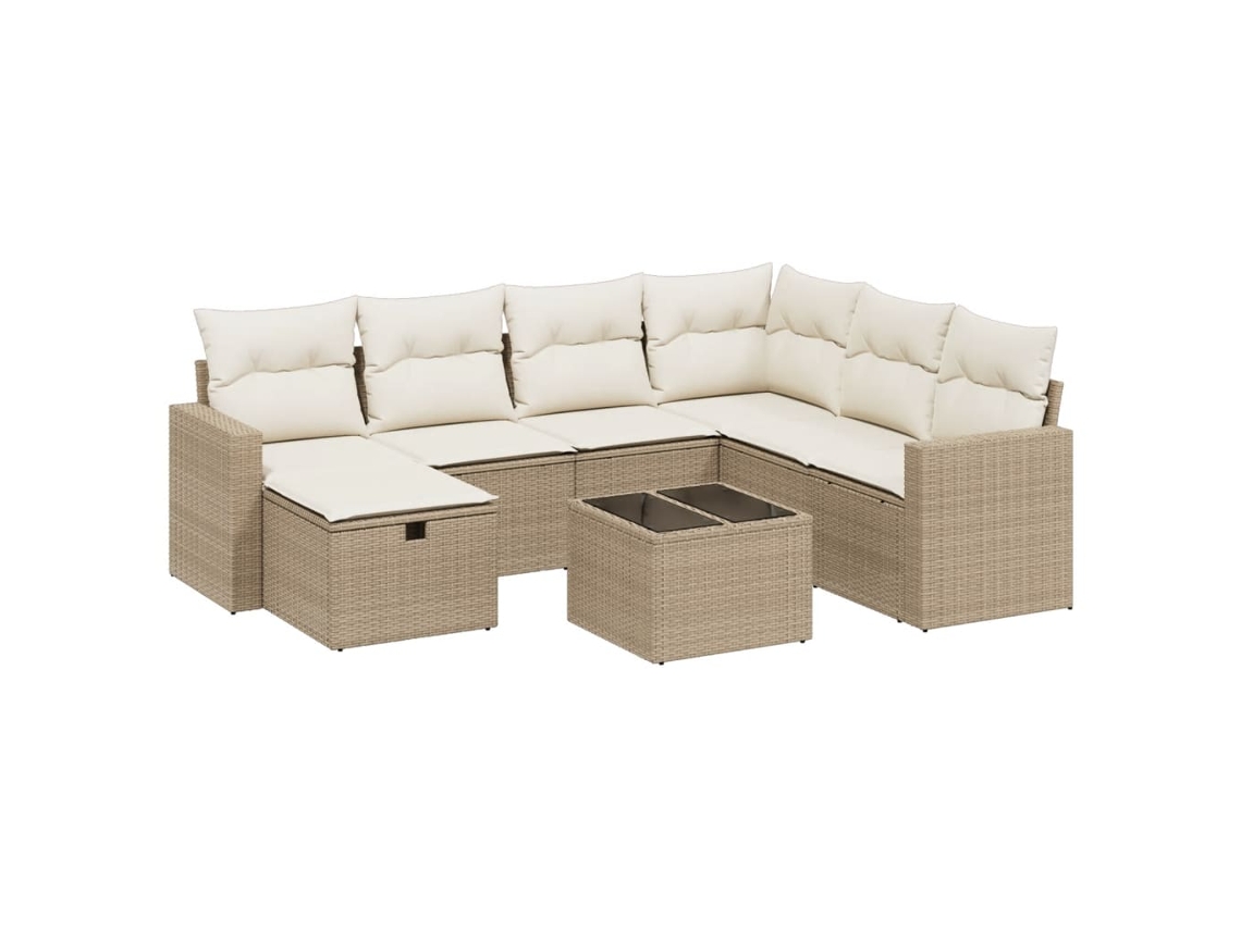 Conjunto 8 de sofás de jardín con cojines beige VIDAXL ratán PE
