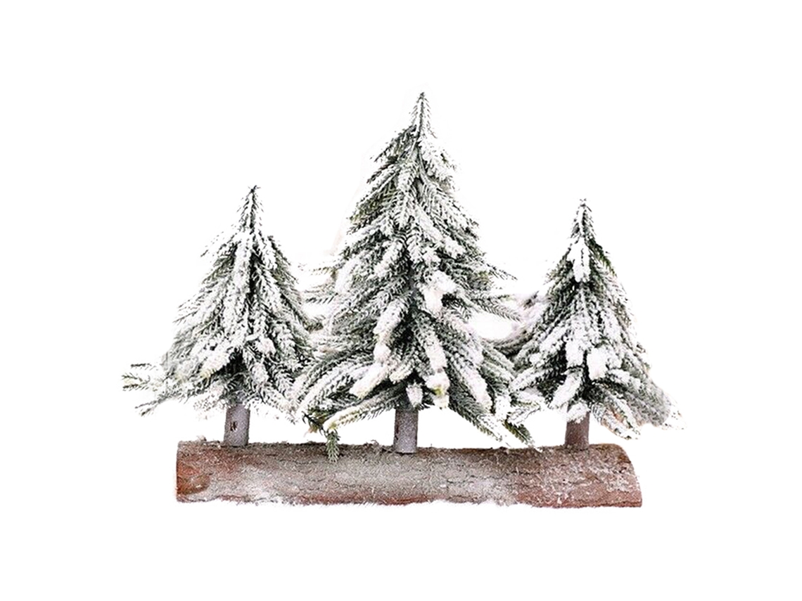 Miniatura de árbol de Navidad nevado sobre una mesa