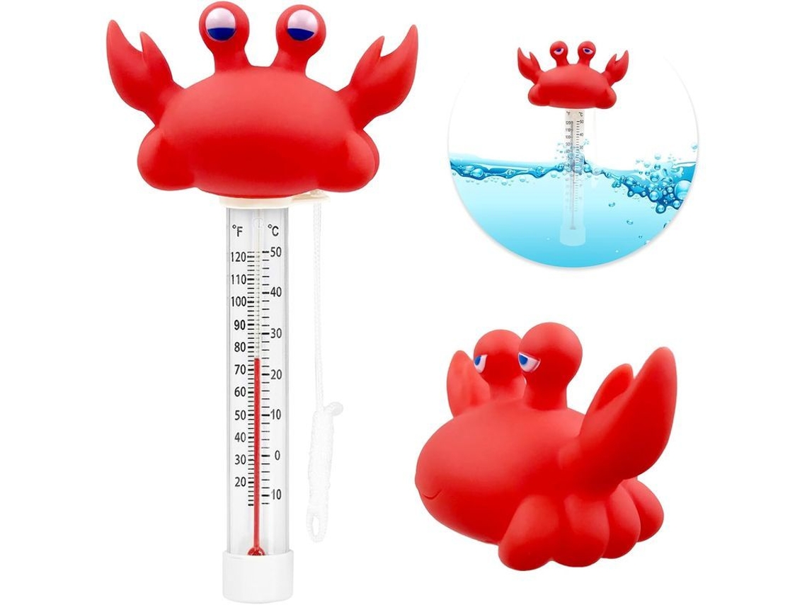 Termómetro Flotante Para Piscinas, Diseño De Cangrejo, Fácil De Leer, Con Cuerda Para Piscinas Y Spas.