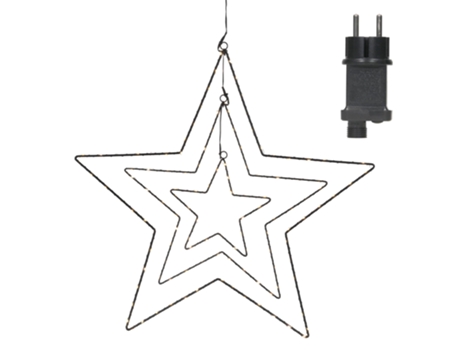 Estrella De Navidad Con 160 Leds Blanco Cálido 20/41/60 Cm Metal Negro ECD GERMANY