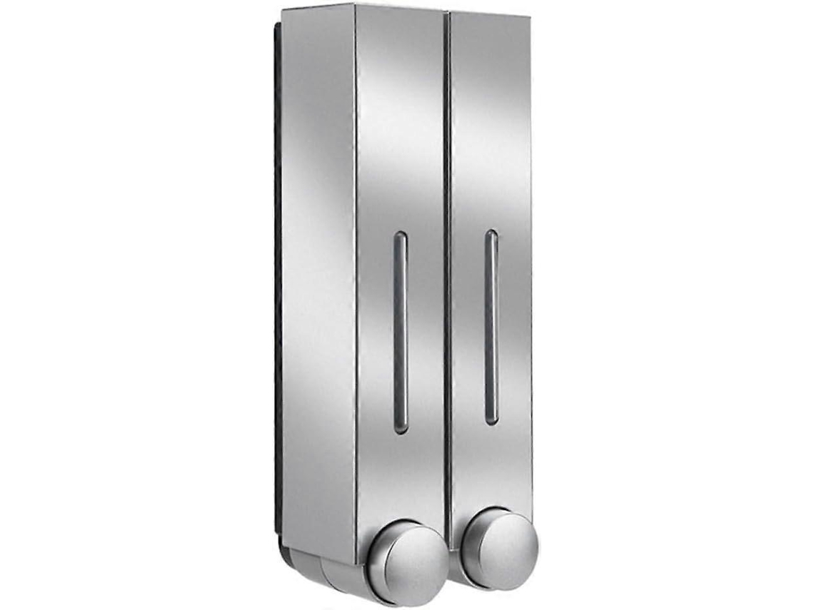 Dispensador de jabón líquido de pared, 420 ml, para baño, loción limpiadora, jabón líquido para hotel, barra Rosewell (plata doble)