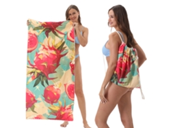 Toalla De Playa 2 En 1 De Secado Rápido, Se Convierte En Mochila, De Secado Rápido Y Resistente Al Polvo. 70x140 (fruta Del Dragón) Czhhmart