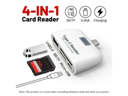 Adaptador 4 en 1 de lector de tarjetas Tipo C a SD/TF/unidad USB/micro SD (blanco) Specment
