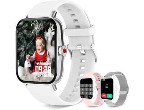 VEANXIN Reloj inteligente 1.7 en HD Pantalla táctil completa Rastreador de ejercicios a prueba de agua-Plata