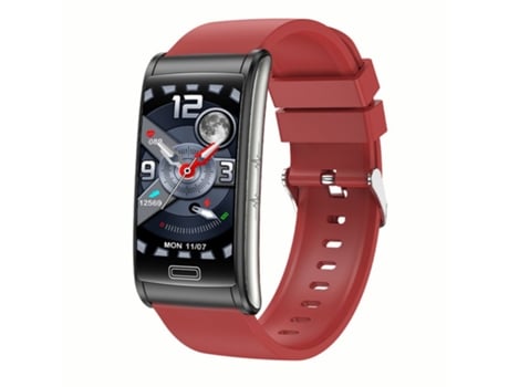 Smartwatch E600 con pantalla Sensi Electrocardiograma Monitoreo de oxígeno en sangre Impermeable Silicona Rojo